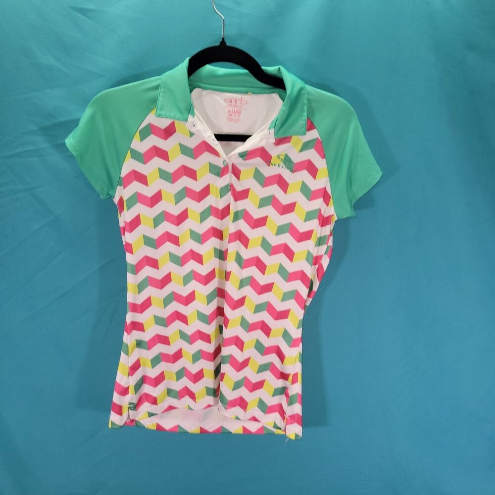 Garb Kids XL Short Sleeve Polo Shirt Multicolor Geometric Chevron Pattern